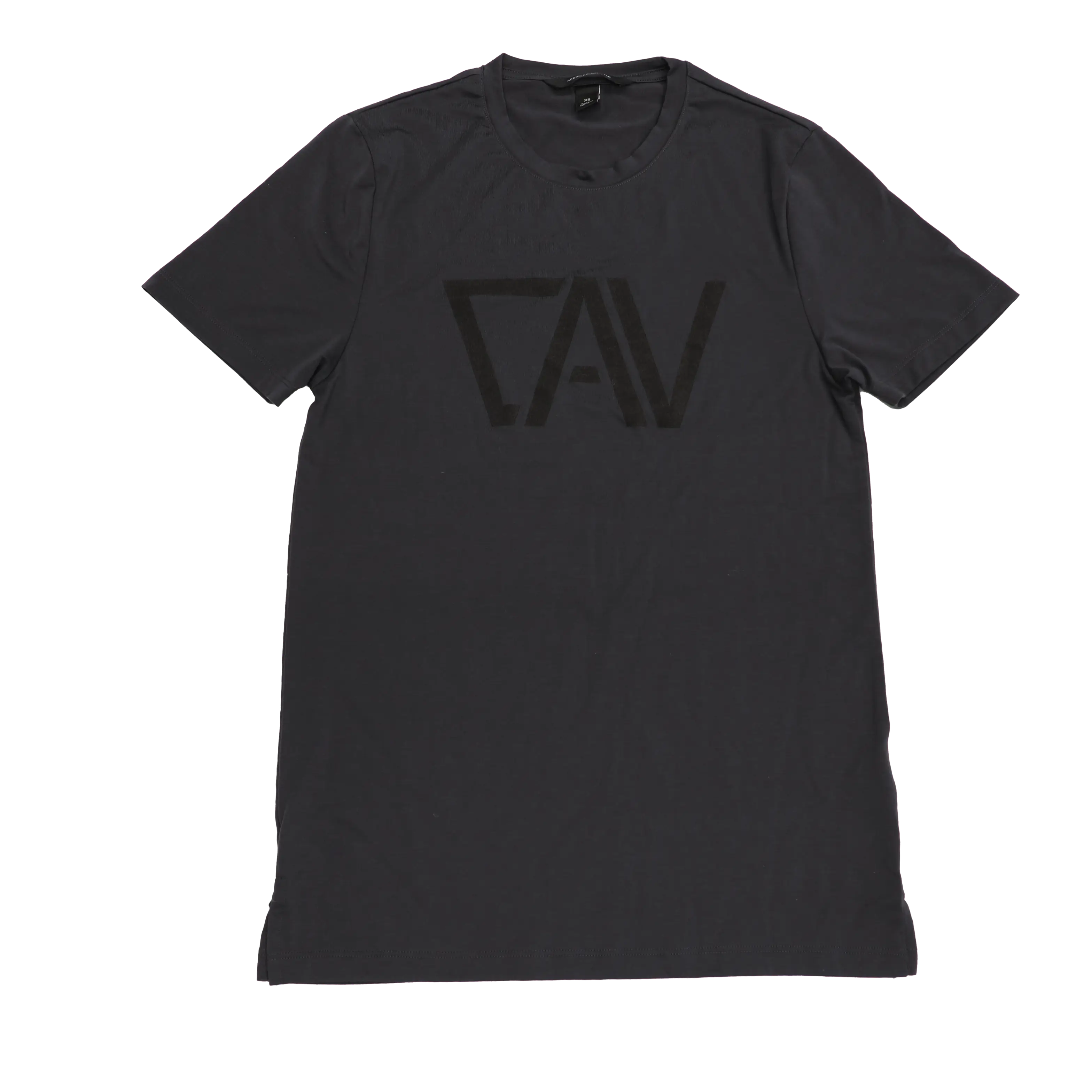 CAV Grey Tee with subtle black CAV logo on chest, laid flat on white background