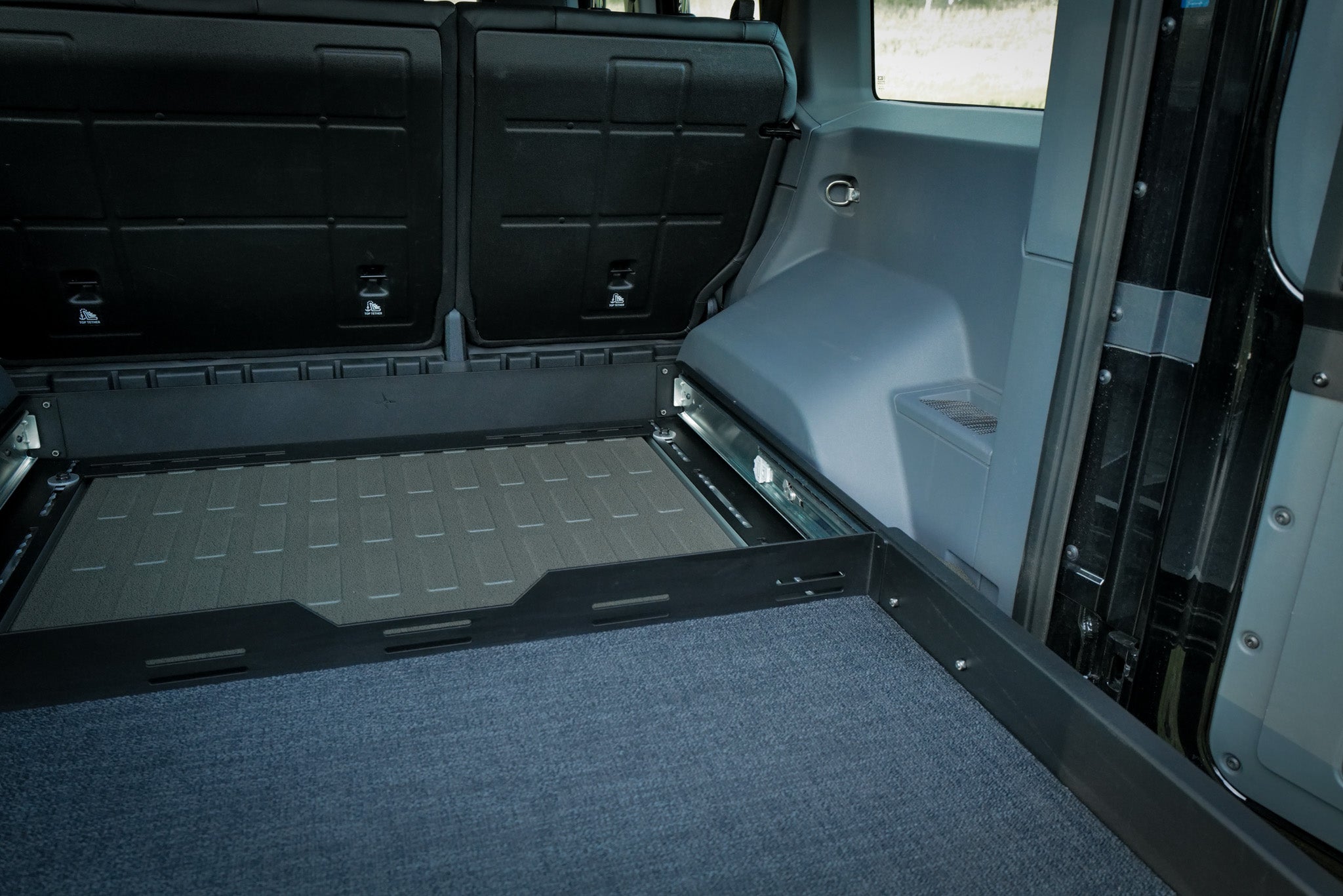 Canyon Adventure Vans INEOS Grenadier aluminum sliding cargo tray