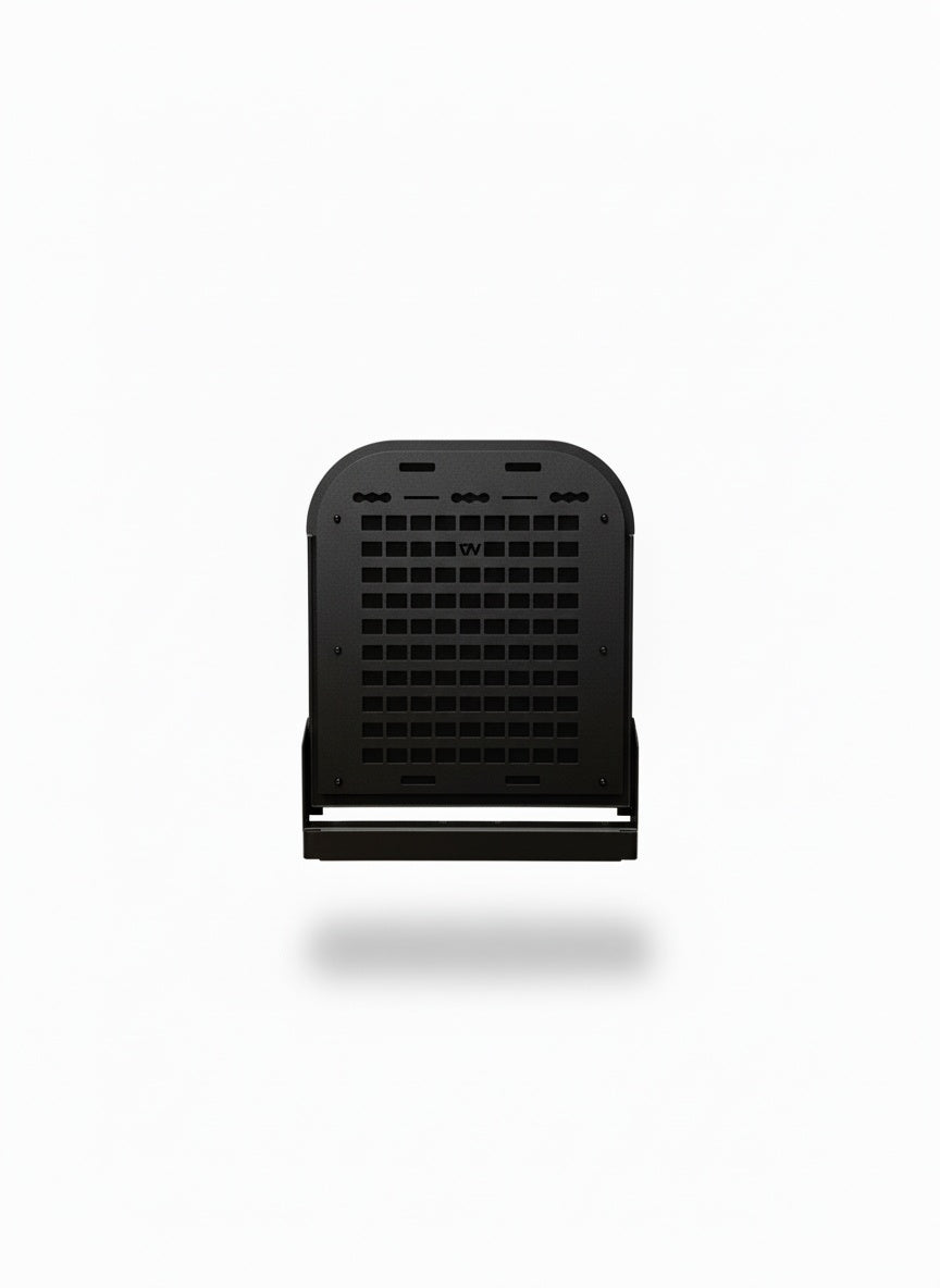 Canyon Tire Carrier Drop Table in black with fold-down design and grid back panel