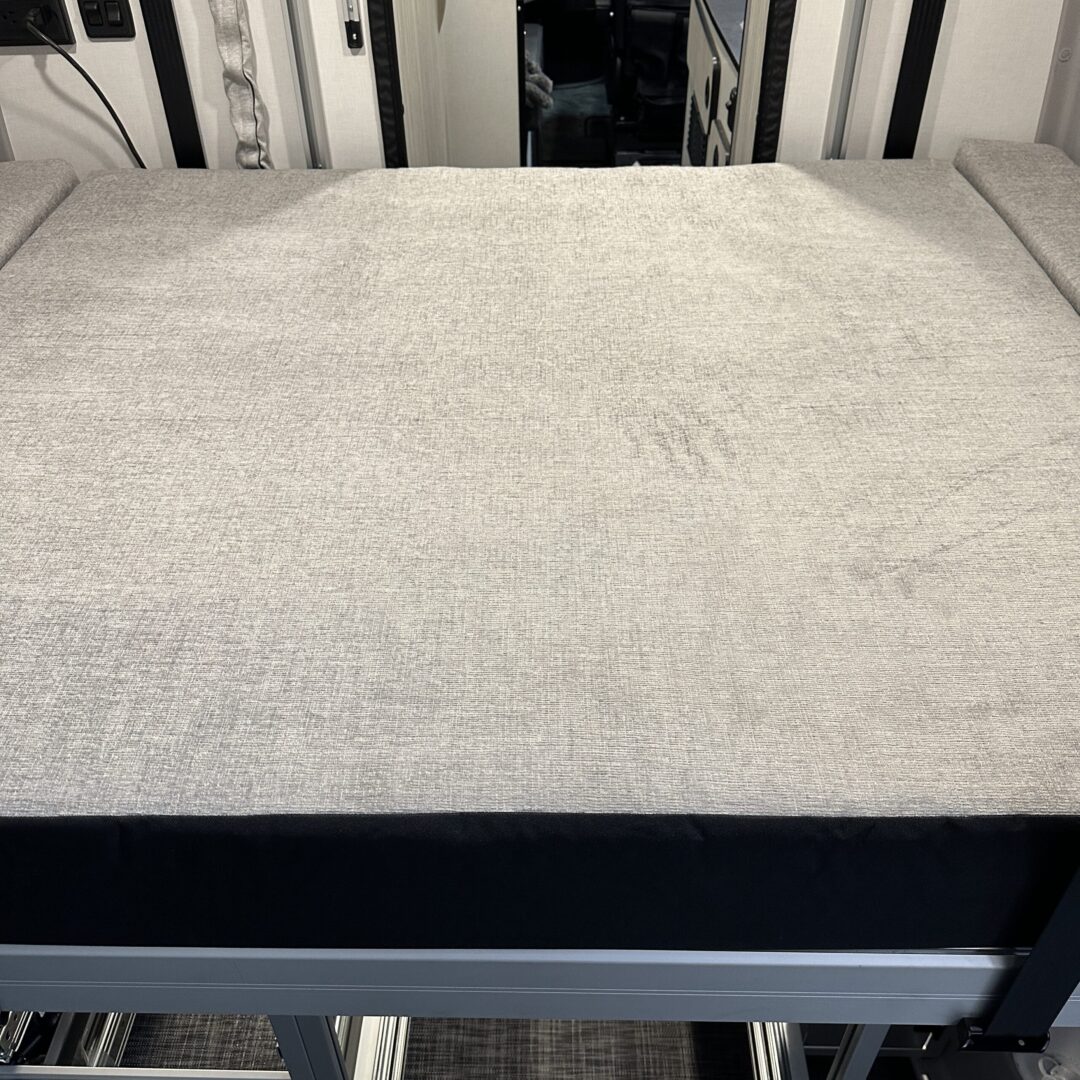 Luxe6 memory foam 6-inch mattress set up inside a van sleeping area