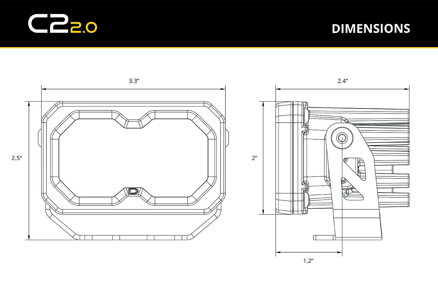 diode dynamics c2 lights gen2 sport white combo pair led external vehicle lights specs dimensions
