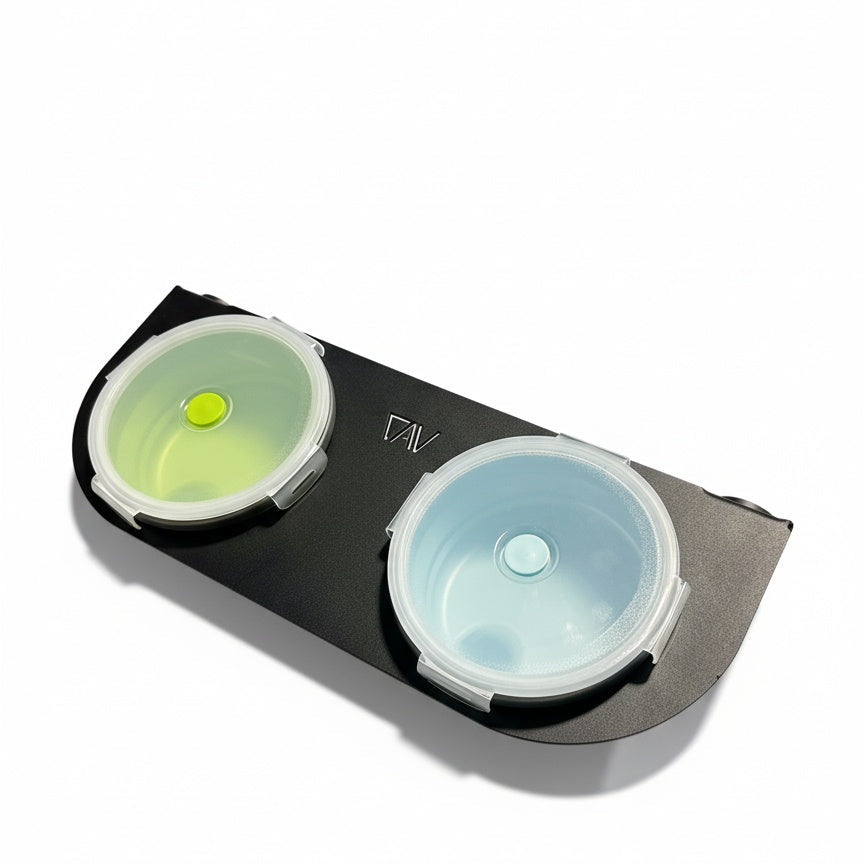 CAV Canyon Pet Bowl with two removable containers on a black base