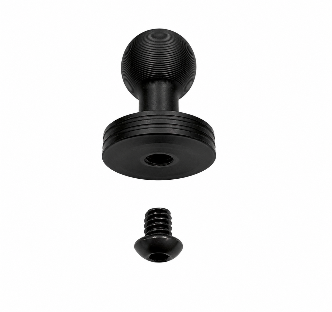 1/4" - 20mm FEMALE Aluminum Mounting Ball (Extra for NAV-Mount™ or L-Track Pro) black round knob with black screw detached