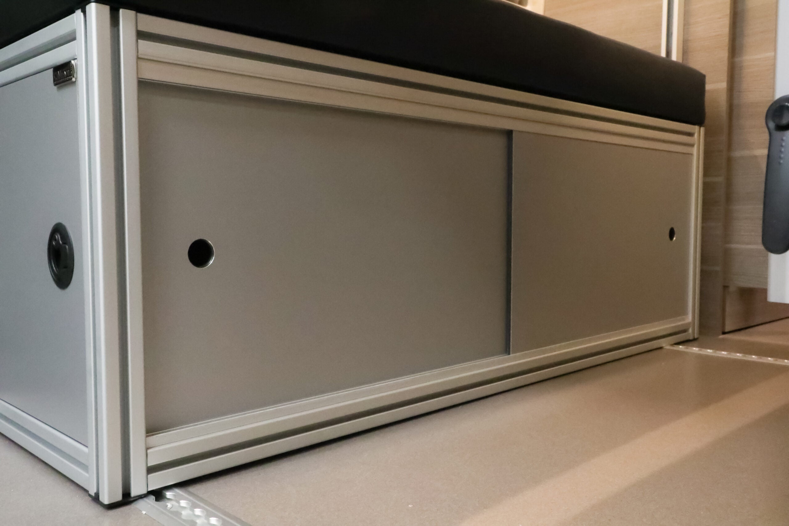 The 2021+ GLSS™ GARAGE LOUNGE STORAGE SYSTEM made for the JAYCO/ENTEGRA Patent Pending