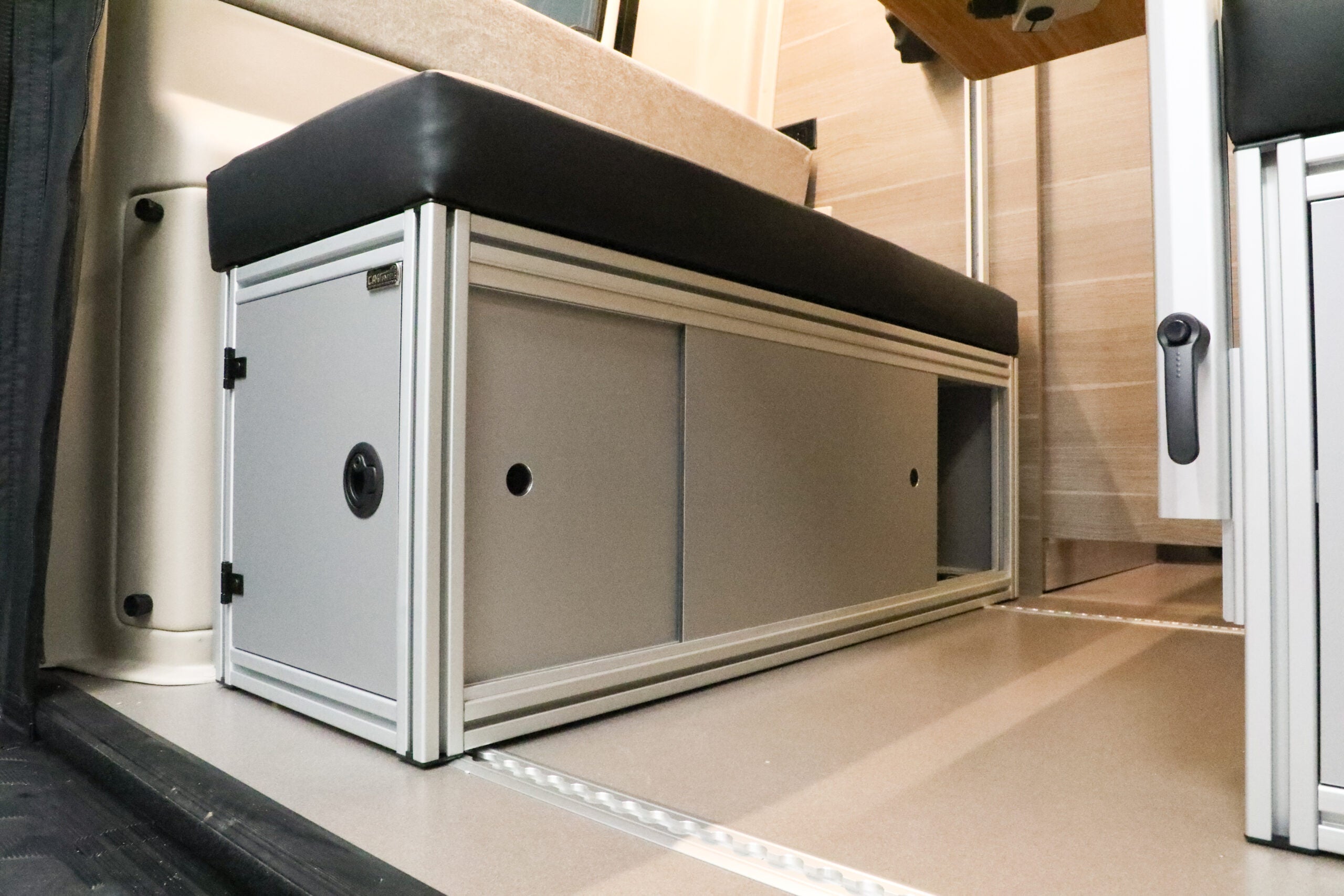 The 2021+ GLSS™ GARAGE LOUNGE STORAGE SYSTEM made for the JAYCO/ENTEGRA Patent Pending