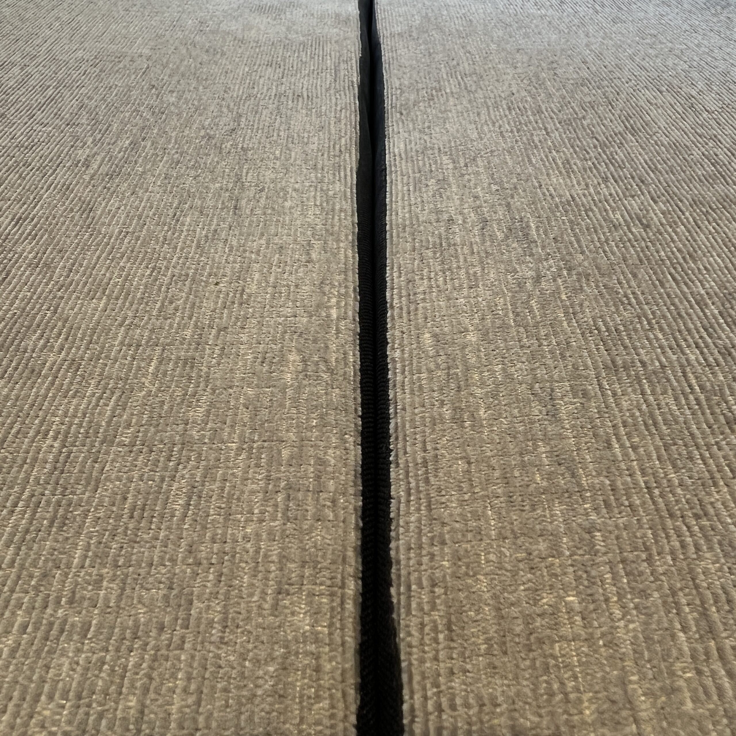 Close-up of Luxe5 Cooling Memory Foam mattress seam inside van setup