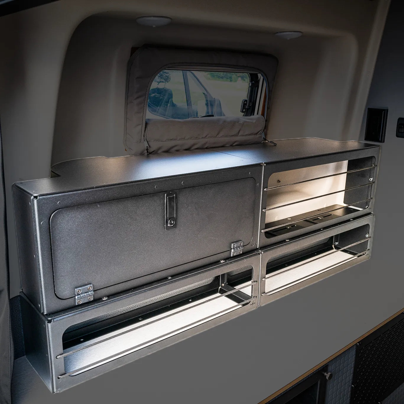Bed Risers PRO - Storage System SET + Upper Storage Box for Winnebago Revel '25
