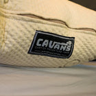 Close-up of CAVANS Ultra Luxe Series mattress cover showing textured fabric and stitched label.