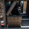 GLSS cargo tray slide by CAV extended from van storage cabinet with lid open