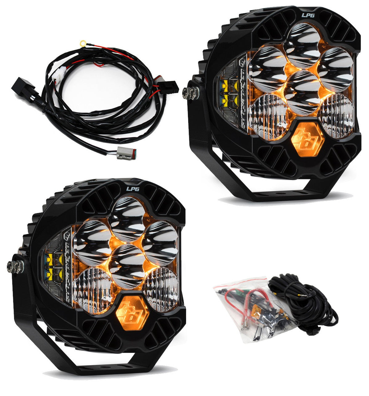 Baja Designs - LP6 Pro LED Auxiliary Light Pod Pair - Universal / Driving Combo + Wiring Harness