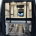 Luxe6 memory foam 6-inch mattress inside a Revel van with raised bed frame and storage space below
