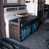 GLSS Rux storage bench with foldable table inside a van interior