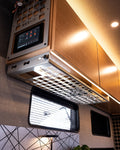 Rossmonster Passenger Undercabinet Shelf installed in a van interior