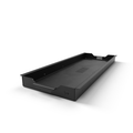 Black metal shelf or tray on a white background