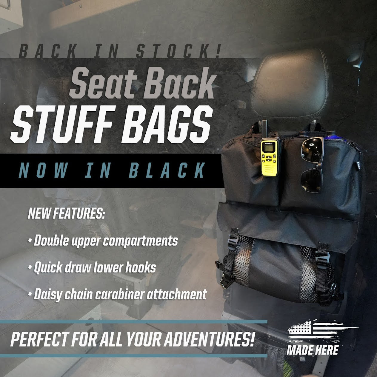 RB Components Front Seat Backpack Stuff Bag for Vans