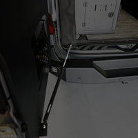 STOP-STAY door safety system installed on rear door of Mercedes Sprinter van