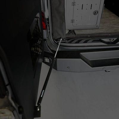 STOP-STAY door safety system installed on rear door of Mercedes Sprinter van