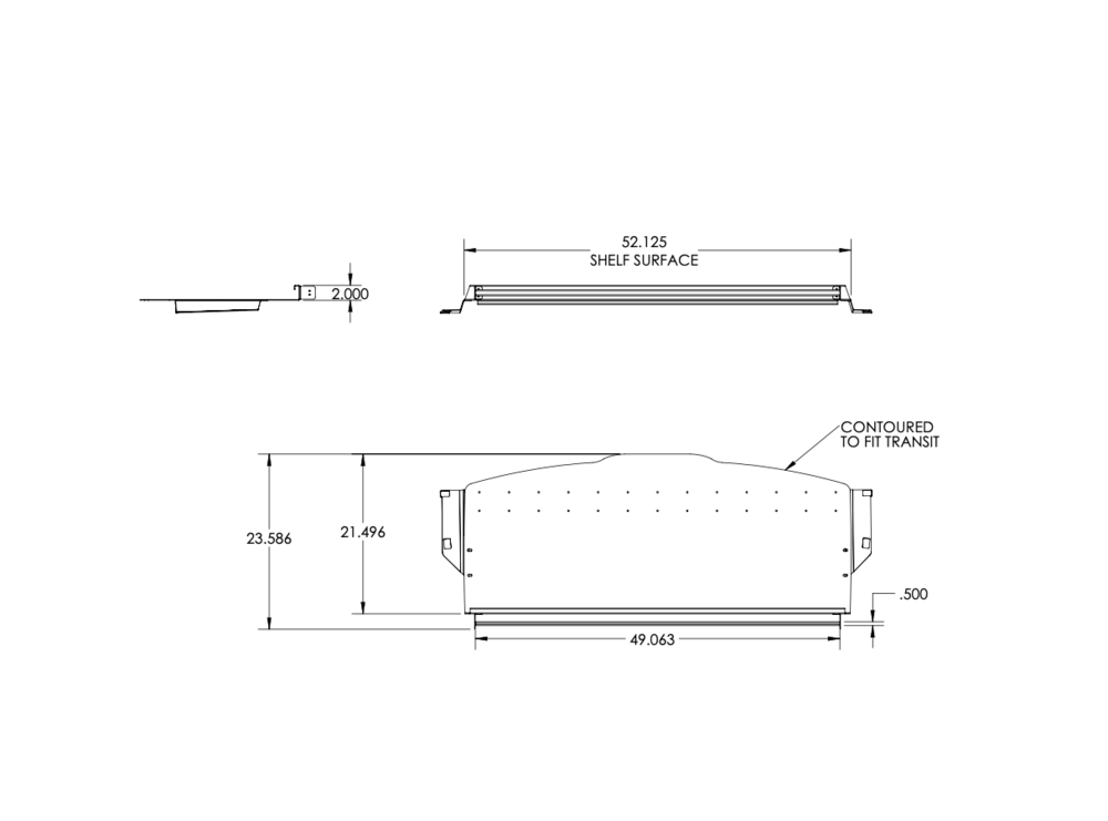 Ford Transit Headliner Shelf with Curtain Rod