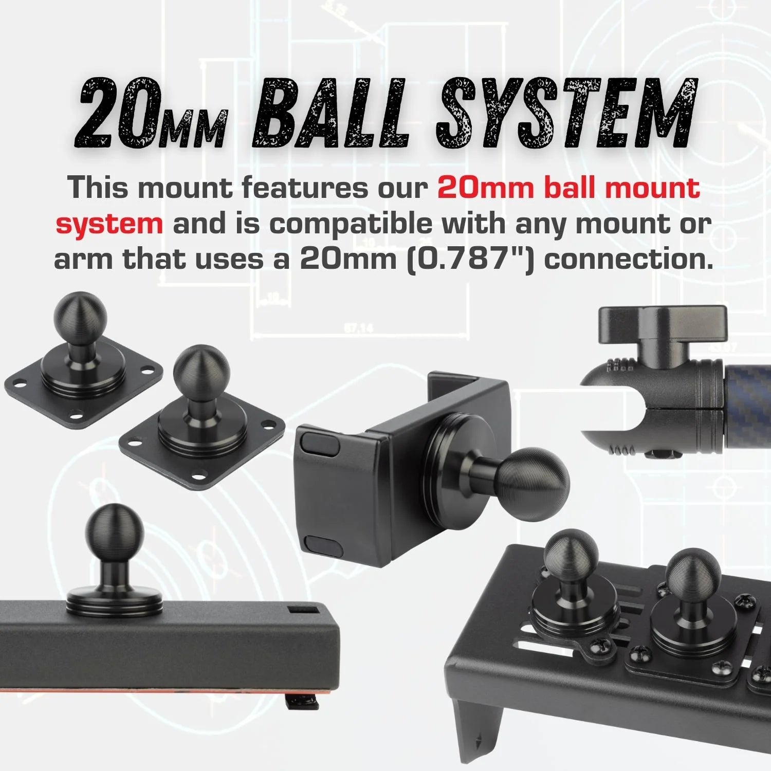 1/4" - 20mm Aluminum Mounting Ball (Extra for NAV-Mount™)