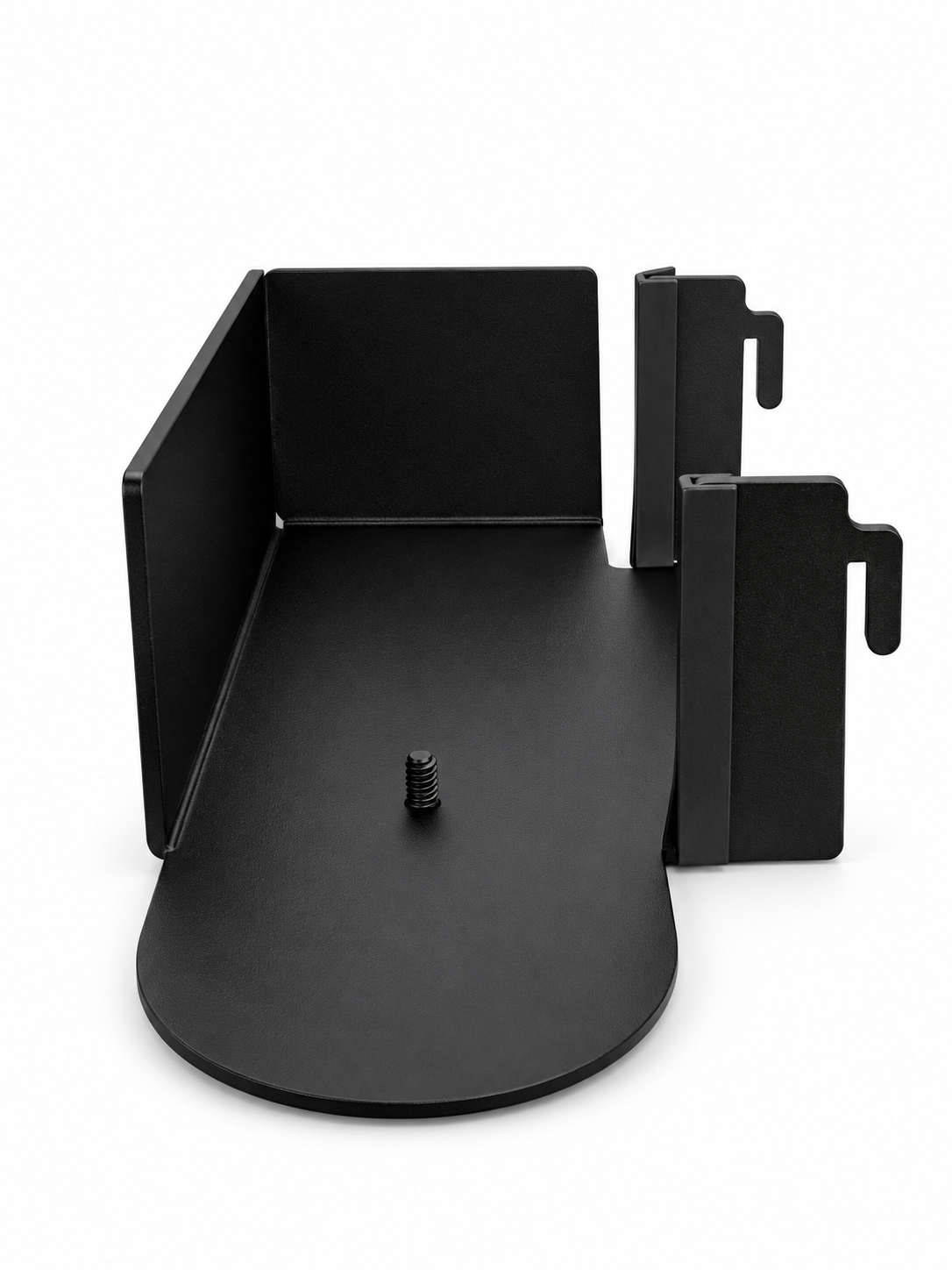 CAV Keurig K mini mate holder shelf for sprinter vans black front view rubber protector and hooks for molle panel
