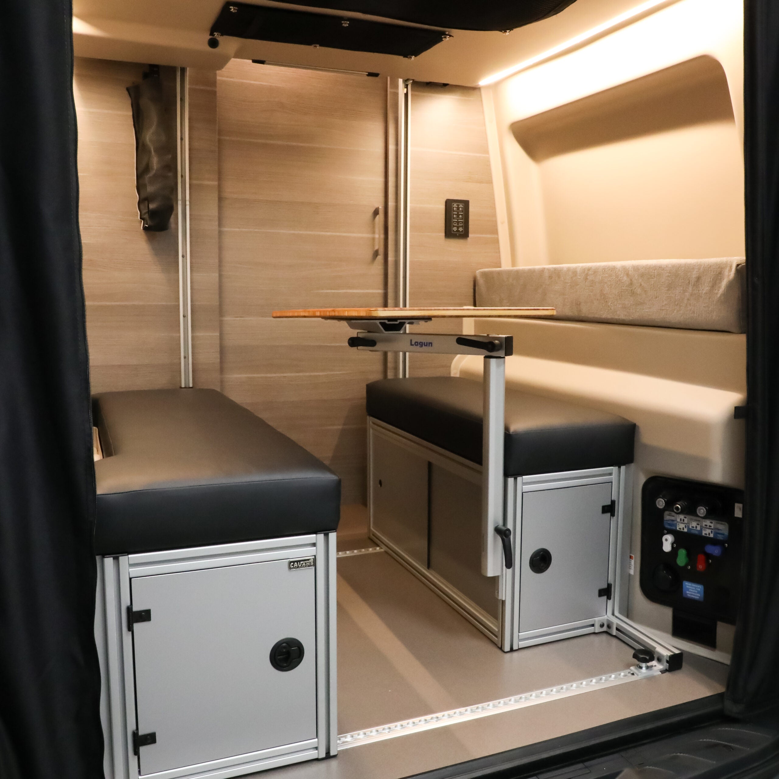 The 2021+ GLSS™ GARAGE LOUNGE STORAGE SYSTEM made for the JAYCO/ENTEGRA Patent Pending